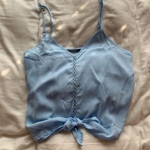 SHEIN Cropped Baby Blue Blouse